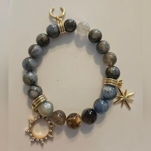 Celestial Gold and Blue Stone Beaded Bracelet
